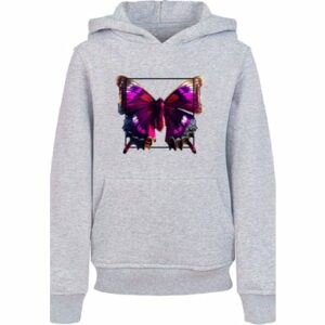 F4NT4STIC Hoodie Pink Butterfly HOODIE UNISEX heather grey