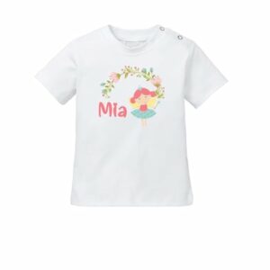 Schnullireich Baby T-Shirt (Kurzarm) mit Namen Kleine Fee Weiß