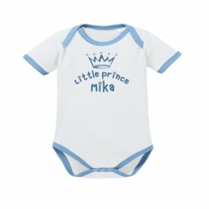 Schnullireich Baby Body (Kurzarm) mit Namen Kleiner Prinz (Sporty) Weiß