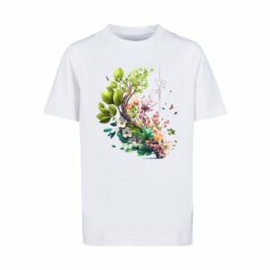 F4NT4STIC T-Shirt Baum mit Blumen Tee Unisex weiß