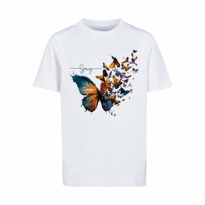 F4NT4STIC T-Shirt Schmetterling Frühling Tee Unisex weiß