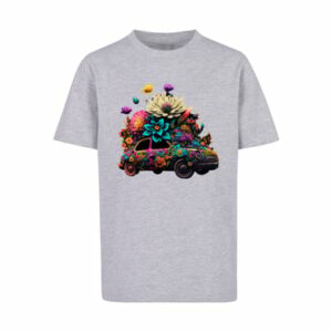 F4NT4STIC T-Shirt Blumen Auto Unisex Tee heather grey