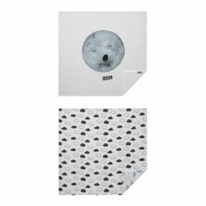 hibboux® Tagesdecken Musselin 75x75 Moon - Cloud 2er Set Multicolor