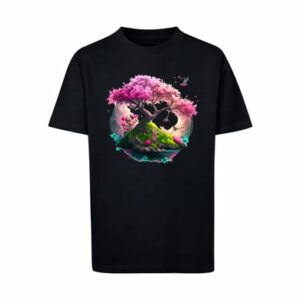 F4NT4STIC T-Shirt Kirschblüten Baum Tee Unisex schwarz