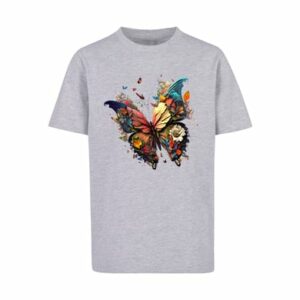 F4NT4STIC T-Shirt Schmetterling Bunt heather grey