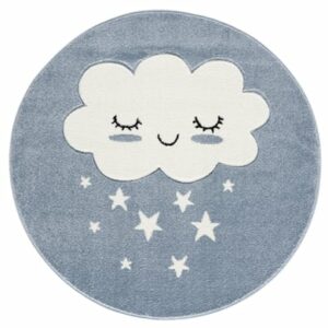 LIVONE Kinderteppich Kids love Rugs WOLKE Rund balu/weiss