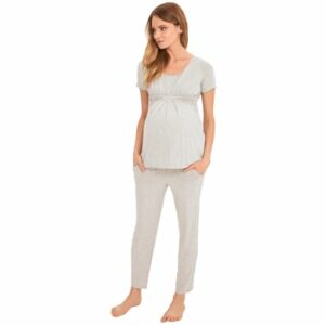 Cool Mama Umstands- und Still-Pyjama 2 in 1 GRAU