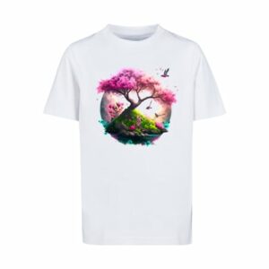 F4NT4STIC T-Shirt Kirschblüten Baum Tee Unisex weiß