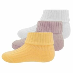 Ewers Babysocken Rippe mit Umschlag 3er Pack gelb/rosa/weiß