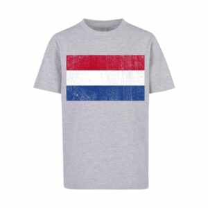 F4NT4STIC T-Shirt Netherlands NIederlande Holland Flagge distressed heather grey