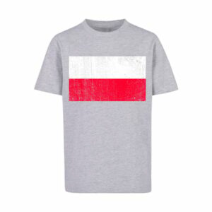 F4NT4STIC T-Shirt Poland Polen Flagge distressed heather grey