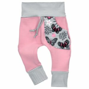 Puschel-Design Hose Handmade grau rosa