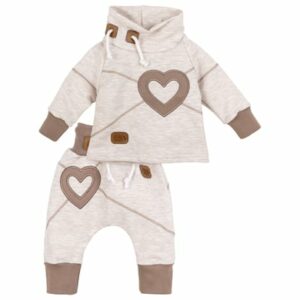 Baby Sweets 2tlg Set Shirt + Hose Patchwork Herzen beige braun