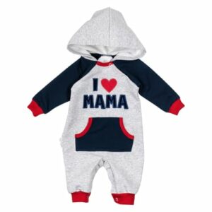 Baby Sweets Overall I love Mama & Papa rot grau navy