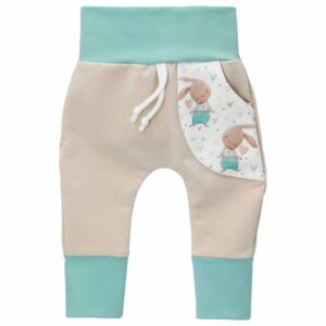 Puschel-Design Hose Handmade beige mint