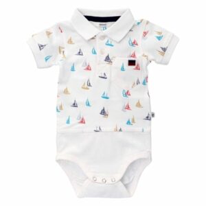 Ebbe Kids Body Kurzarm Noa White Sailingboat