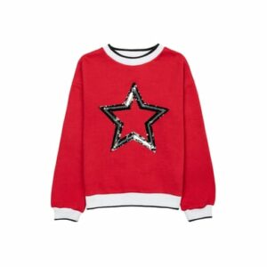 MINOTI Sweatshirt mit Paillettenstern Rot