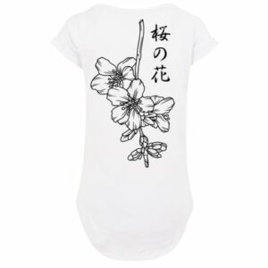 F4NT4STIC Long Cut T-Shirt Japan Flower weiß