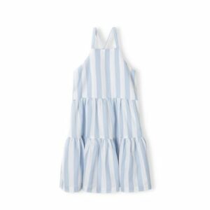 MINOTI Kleid mit Volants Blau/Weiß