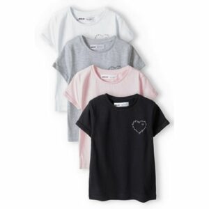 MINOTI 4er-Pack T-Shirts Weiß/Schwarz/Grau/Rosa