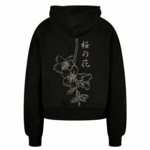 F4NT4STIC Ladies Organic Oversized Hoodie Japan Flower schwarz