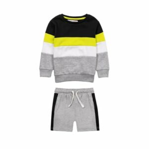 MINOTI Sweatshirt und Shorts im Set Schwarz/Grau
