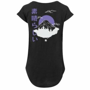 F4NT4STIC Long Cut T-Shirt Mount Fuji schwarz