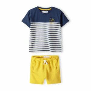 MINOTI T-Shirt und Shorts im Set Gelb/Weiß/Dunkelblau
