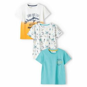 MINOTI 3er-Pack T-Shirts Weiß/Aquamarin/Orange