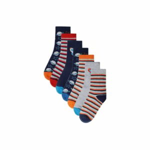 MINOTI 7er-Pack Socken Blau/Orange/Grau