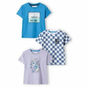 MINOTI 3er-Pack T-Shirts Blau/Flieder/Weiß