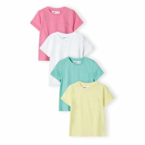 MINOTI 4er-Pack T-Shirts Rosa/Weiß/Grün/Gelb