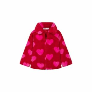 MINOTI Pelzjacke mit Herzprint Rot/Rosa