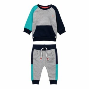 MINOTI Hose und Sweatshirt im Set Grau/Dunkelblau/Grün