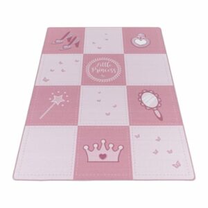 Giancasa Mädchenteppich Prinzessinnenteppich Prinzessin Kurzflorteppich rosa 2905 pink