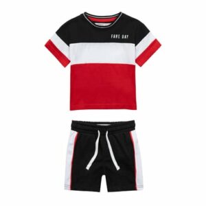 MINOTI T-Shirt und Shorts im Set Schwarz/Rot