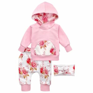 Baby Sweets 3tlg Set Pullover + Hose + Stirnband Lieblingsstücke rot weiß rosa