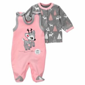 Koala Baby 2tlg Set Strampler + Shirt Rentier - by Koala Baby grau rosa