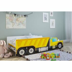 Kids Collective Autobett 80x160 cm Spielbett Kinderbett mit Rausfallschutz und Lattenrost gelb
