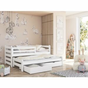 Kids Collective Einzelbett 90x200 mit Rausziehbett 90x190 mit 2 Schubladen