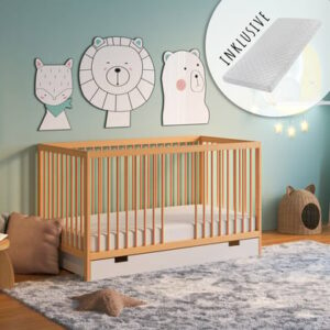 Kids Collective Babybett Gitterbett 60x120 höhenverstellbar & herausnehmbare Sprossen