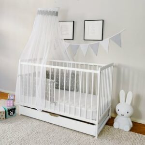 Kids Collective Babybett Komplett-Set 60x120 Gitterbett mit Himmel & Nest weiß mit Schublade