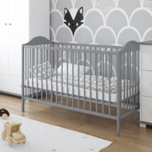 Kids Collective Babybett Gitterbett 60x120 höhenverstellbar / herausnehmbare Sprossen Stäbe grau