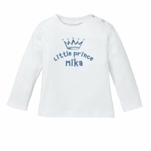 Schnullireich Baby Shirt (Langarm) mit Namen Kleiner Prinz Weiß