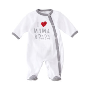 Baby Sweets Schlafanzug I love Mama & Papa weiß grau