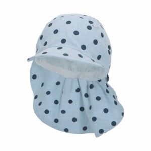 Sterntaler Schirmmütze mit Nackenschutz Punkte himmelblau