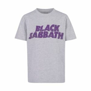 F4NT4STIC T-Shirt Black Sabbath Heavy Metal Band Wavy Logo Distressed Black heather grey