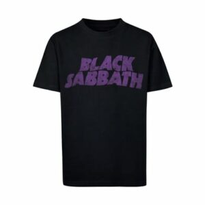 F4NT4STIC T-Shirt Black Sabbath Heavy Metal Band Wavy Logo Distressed Black schwarz