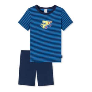 Schiesser Kurzer Schlafanzug Basic Kids blau