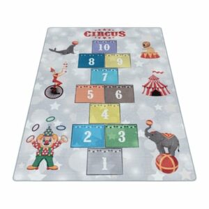 Giancasa Spielteppich Kinderteppich Kinderzimmer Kurzflorteppich Circus 2909 grey